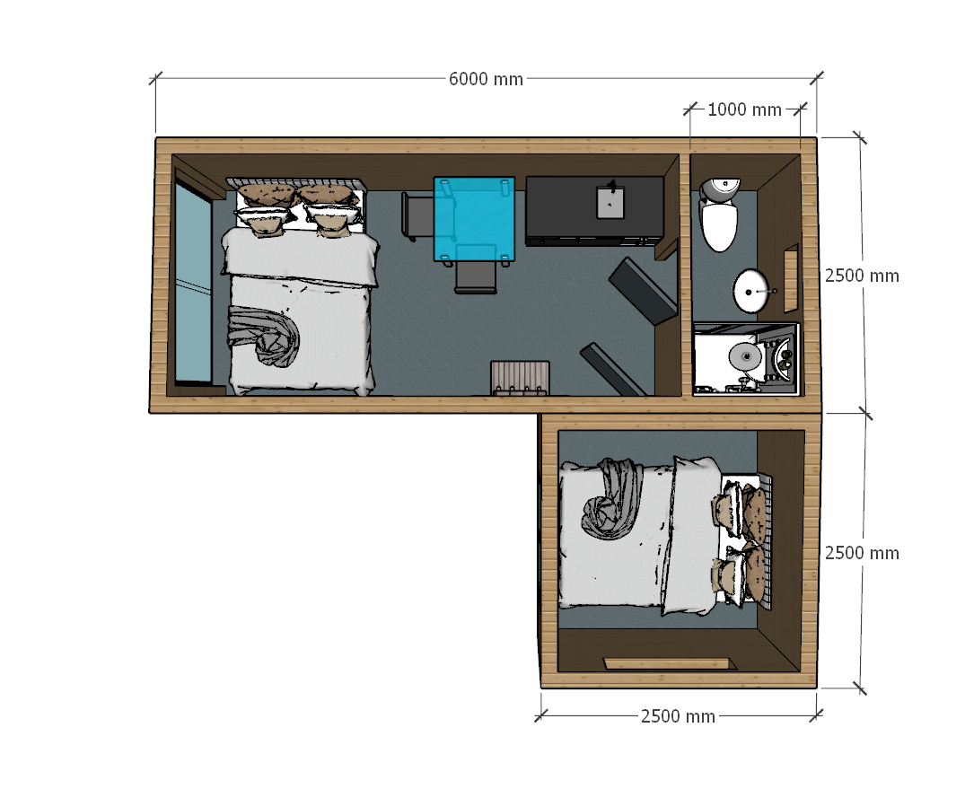 Модульный дом 6х2,5м + 2,5х2,5м с утеплением 150мм — изображение 2